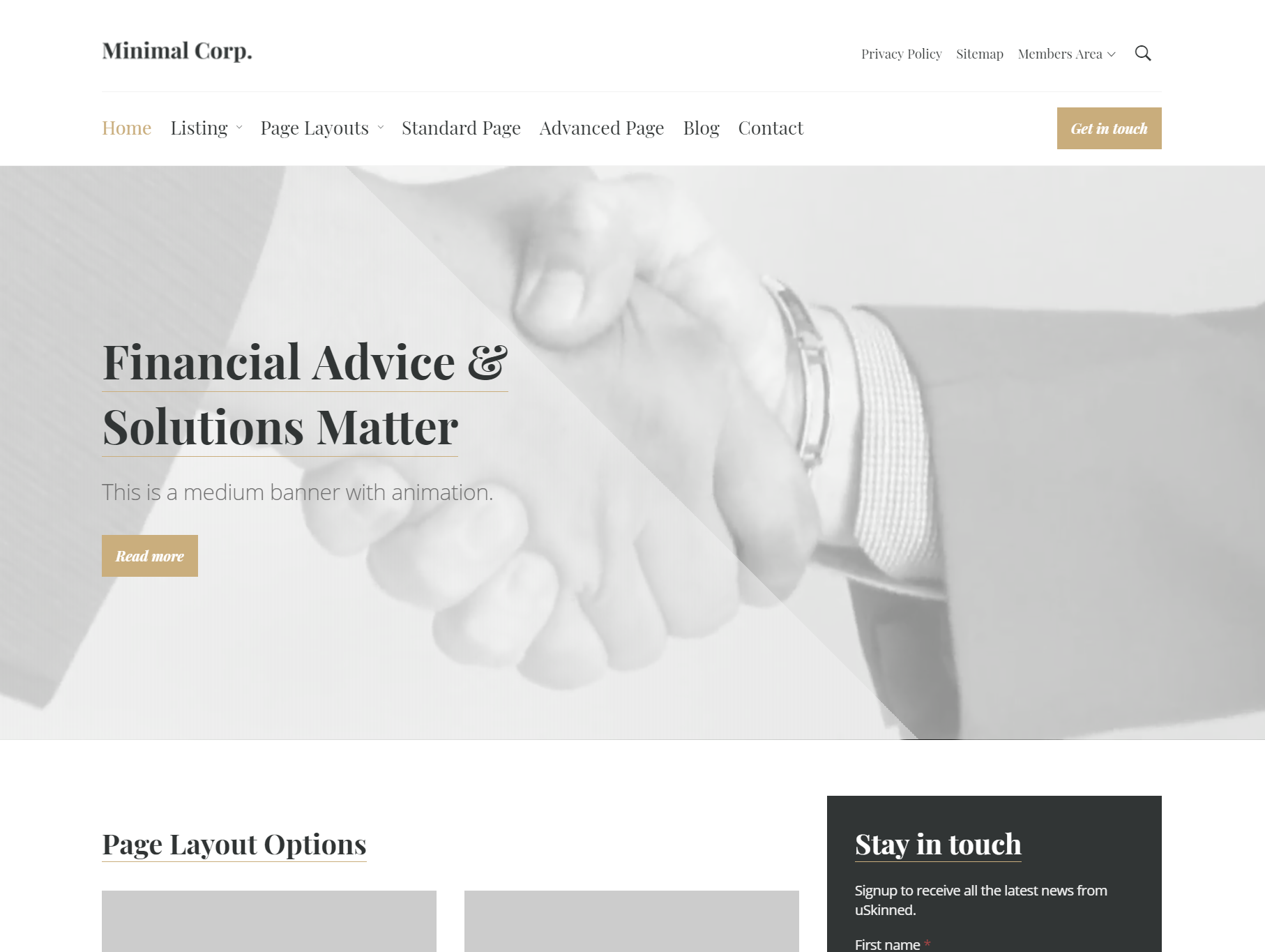 Bekijk de Minimal Corp. demo